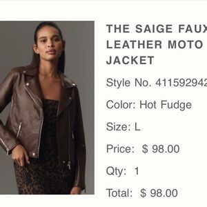Anthropologie Faux Leather Moto Jacket - Brown
